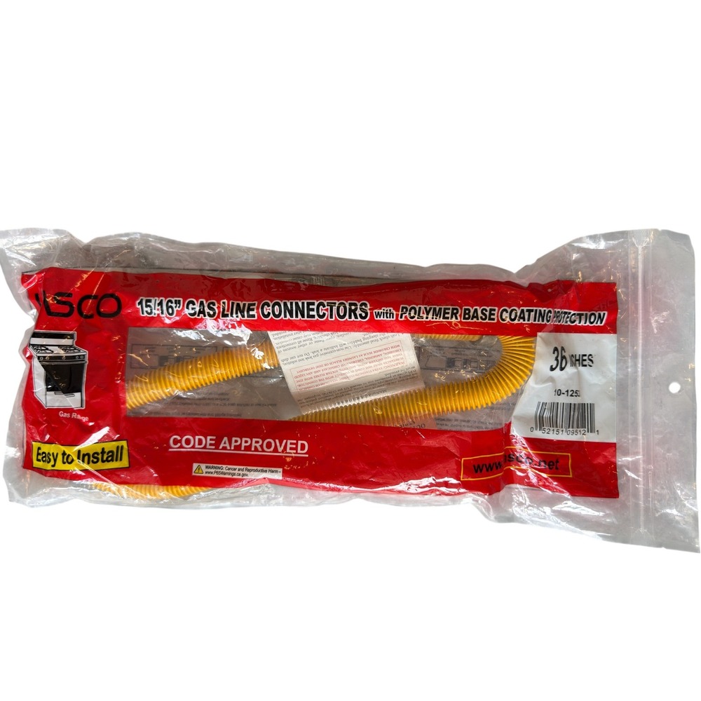 Lasco 15/16 Gas Line Connector 36 Inch Yellow Polymer Coated 10-1253 Gas Range